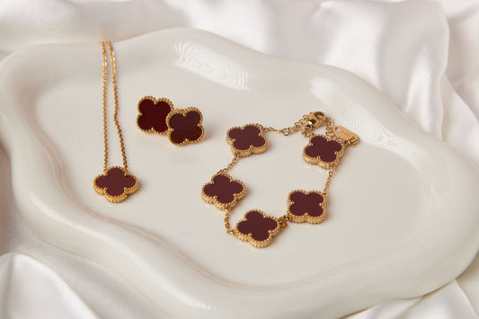 Clover Bracelet, Necklace & Earrings Set
