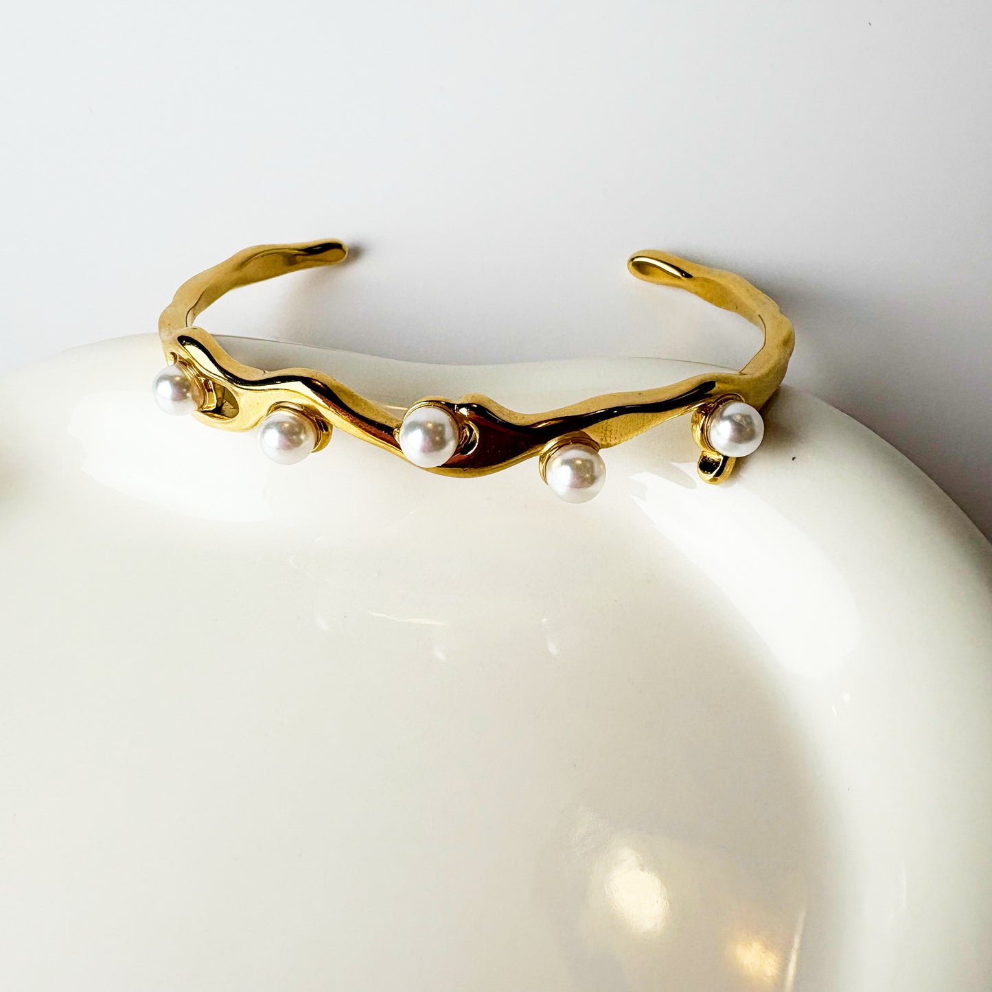 Gold Pearl Cuff Bracelet