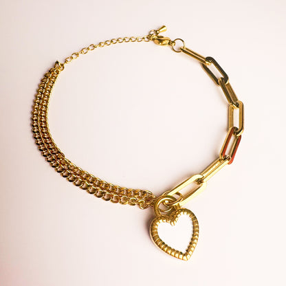 Linked White Heart Necklace