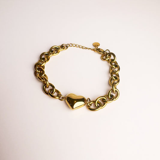 Golden Chunky Heart Bracelet